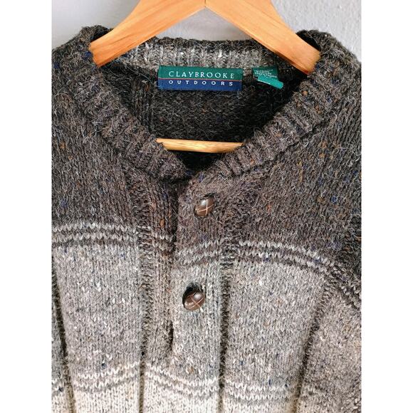 VTG Claybrooke Outdoors wool blend sweater color block design L eclectic grandpa - Picture 3 of 16